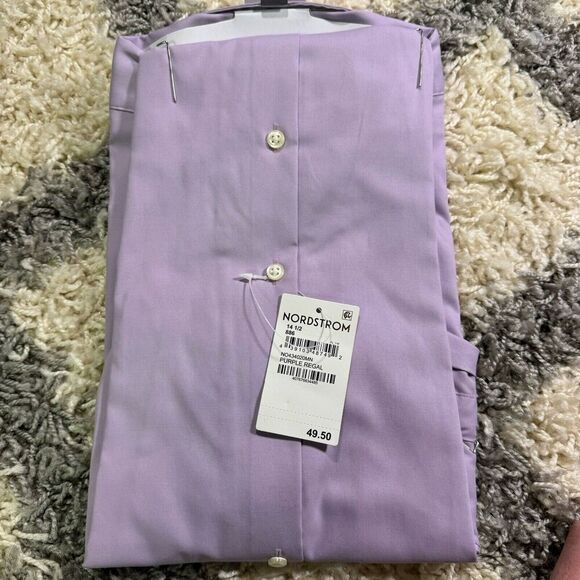 Nordstrom men's 14.5 Purple Regal 100% Cotton Extra Trim Fit‎ Wrinkle Resistant - Picture 4 of 4